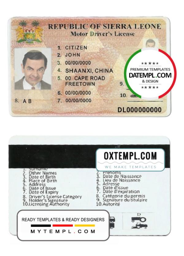 Sierra Leone driver license PSD template