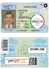 editable template, USA Wyoming state driving license template in PSD format, with all fonts (2020 - present)