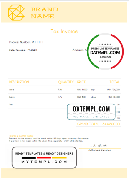 editable template, # delta ground universal multipurpose invoice template in Word and PDF format, fully editable