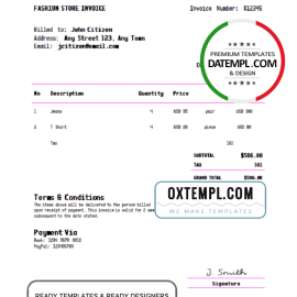 editable template, # fix fashion universal multipurpose invoice template in Word and PDF format, fully editable