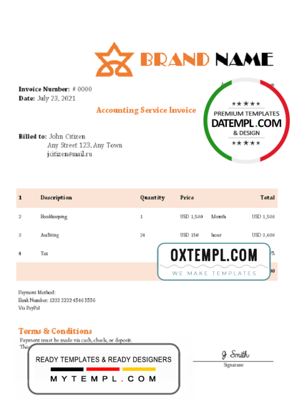 editable template, # asset trust universal multipurpose invoice template in Word and PDF format, fully editable
