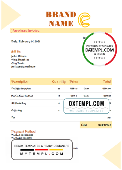 editable template, # inspire press universal multipurpose invoice template in Word and PDF format, fully editable