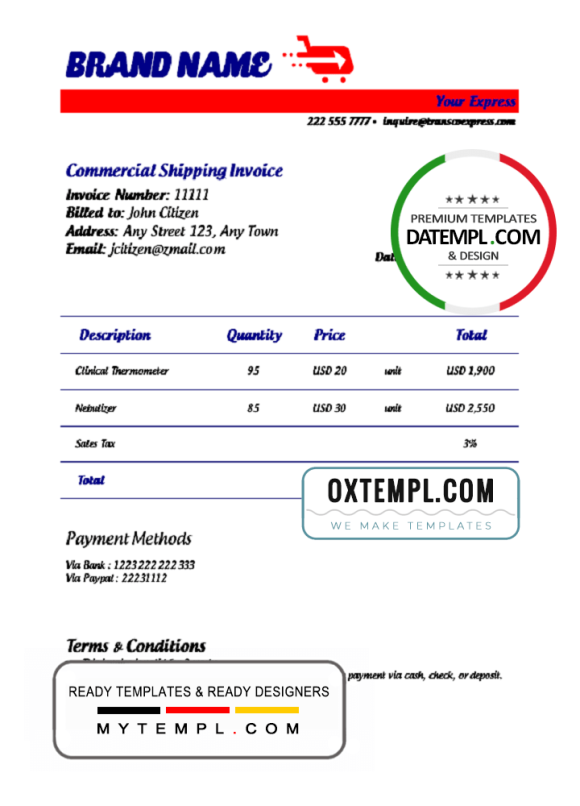 editable template, # integral index universal multipurpose invoice template in Word and PDF format, fully editable