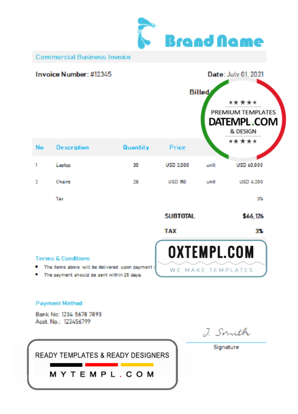 editable template, # land gamer universal multipurpose invoice template in Word and PDF format, fully editable