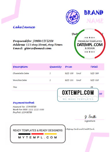 editable template, # measure art universal multipurpose invoice template in Word and PDF format, fully editable