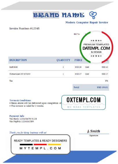 editable template, # auto macro universal multipurpose invoice template in Word and PDF format, fully editable
