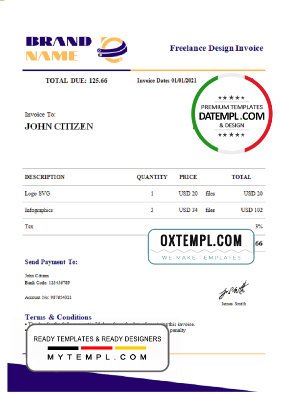 editable template, # ringer proof universal multipurpose invoice template in Word and PDF format, fully editable