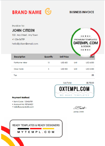 editable template, # sweet chief universal multipurpose invoice template in Word and PDF format, fully editable