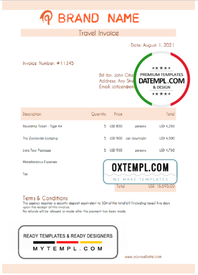 editable template, # well support universal multipurpose invoice template in Word and PDF format, fully editable