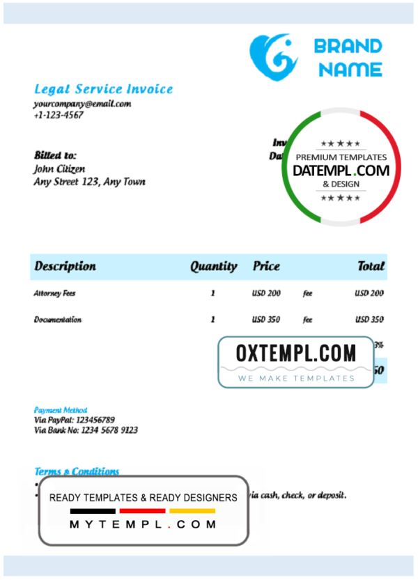 editable template, # automate bot universal multipurpose invoice template in Word and PDF format, fully editable