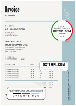 # bright easier universal multipurpose invoice template in Word and PDF format, fully editable