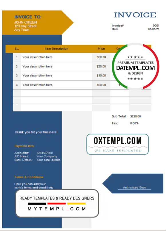editable template, # culture construct universal multipurpose invoice template in Word and PDF format, fully editable