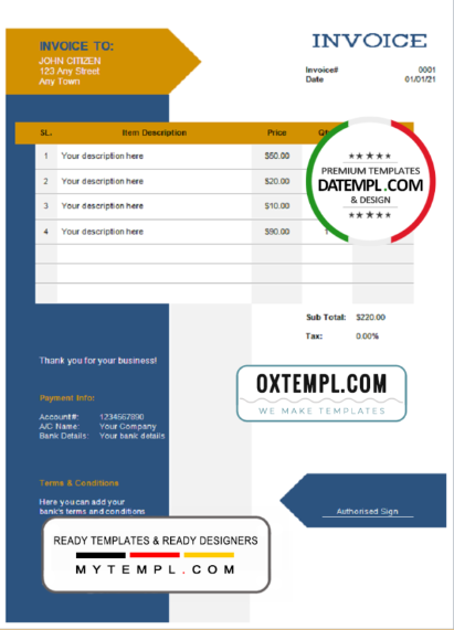 editable template, # culture construct universal multipurpose invoice template in Word and PDF format, fully editable