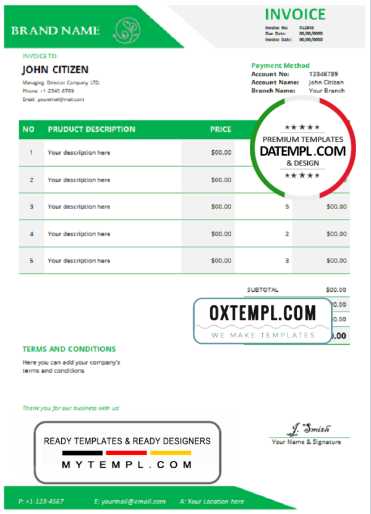editable template, # fact comnect universal multipurpose invoice template in Word and PDF format, fully editable