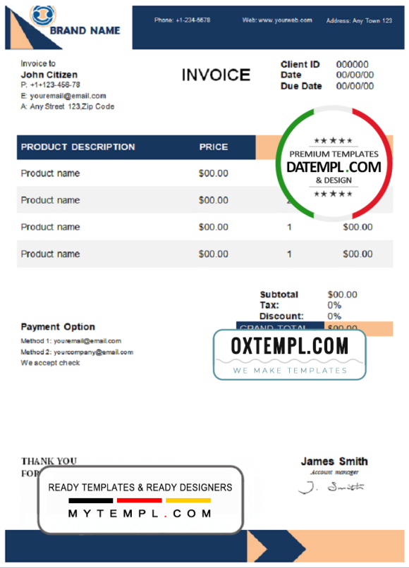editable template, # first catch universal multipurpose invoice template in Word and PDF format, fully editable