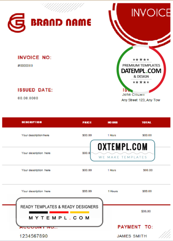 editable template, # pick method universal multipurpose invoice template in Word and PDF format, fully editable