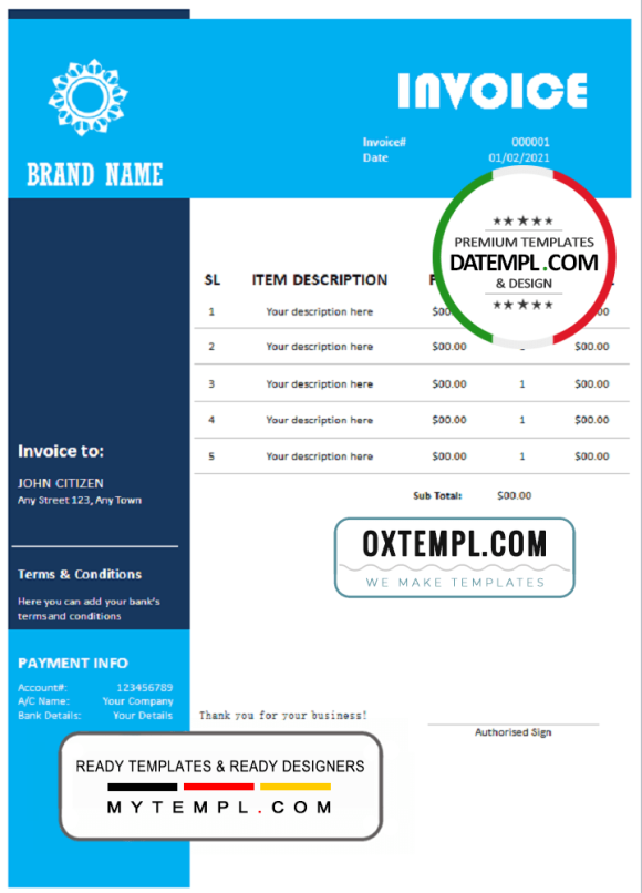 editable template, # tap setting universal multipurpose invoice template in Word and PDF format, fully editable