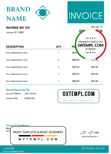 editable template, # variety select universal multipurpose invoice template in Word and PDF format, fully editable