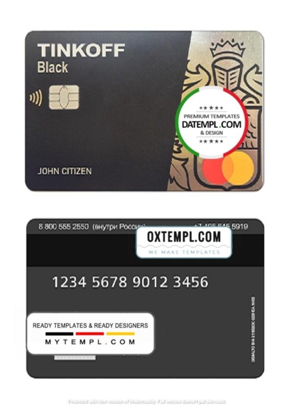 editable template, Russia Tinkoff bank mastercard template in PSD format, fully editable