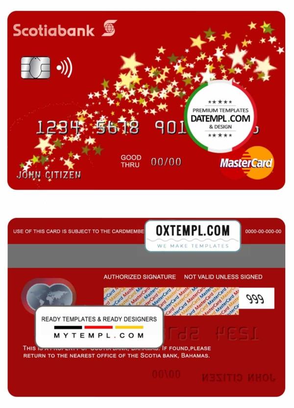 editable template, Bahamas Scotia bank mastercard template in PSD format, fully editable