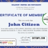 editable template, USA Membership certificate template in Word and PDF format
