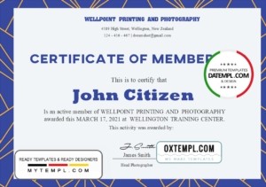 USA Membership certificate template in Word and PDF format