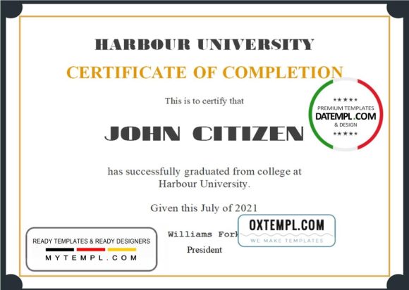 editable template, USA Recognition Certificate template in Word and PDF format