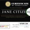 editable template, USA Teacher Appreciation certificate template in Word and PDF format