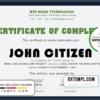 editable template, USA Training certificate template in Word and PDF format