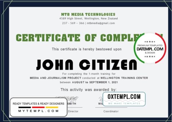 editable template, USA Training certificate template in Word and PDF format