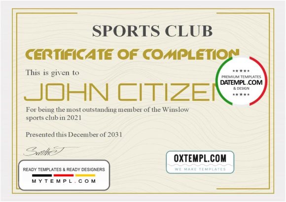 editable template, USA Recognition certificate template in Word and PDF format, version 3