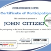 editable template, USA Program Participation certificate template in Word and PDF format