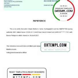 editable template, Argentina Banco Patagonia bank account closure reference letter template in Word and PDF format