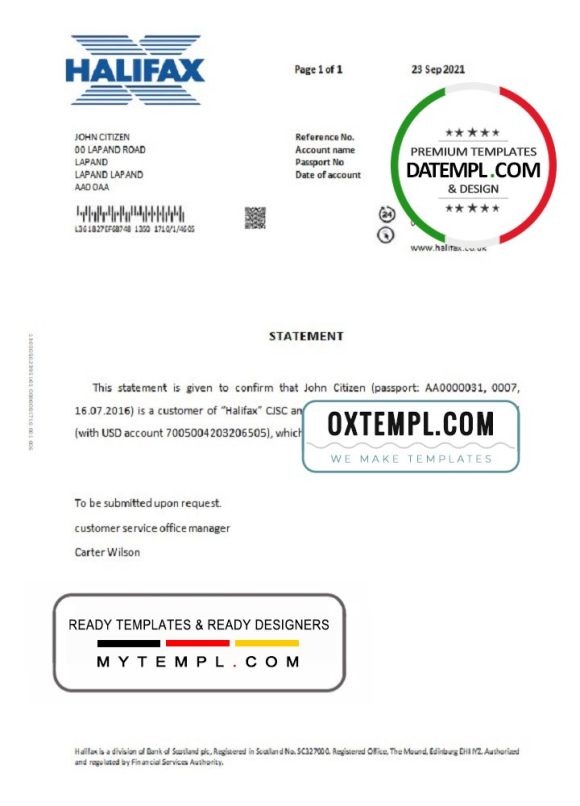 editable template, United Kingdom Halifax bank account closure reference letter template in Word and PDF format