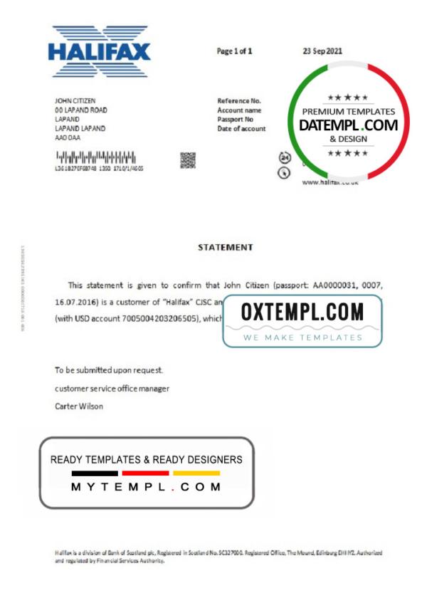 editable template, United Kingdom Halifax bank account closure reference letter template in Word and PDF format