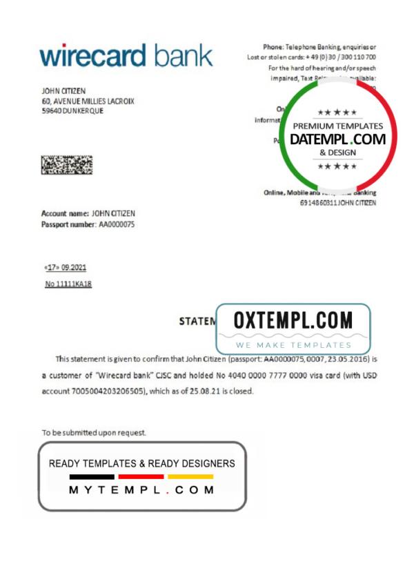 editable template, Germany Wirecard closure reference