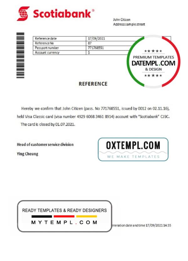 editable template, Hong Kong Scotiabank account closure reference letter template in Word and PDF format