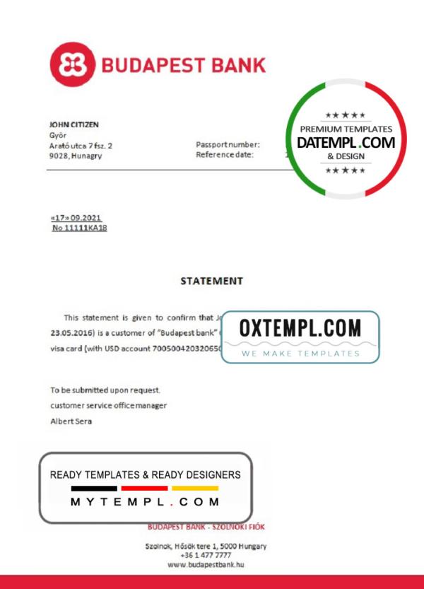editable template, Hungary Budapest bank account closure reference letter template in Word and PDF format