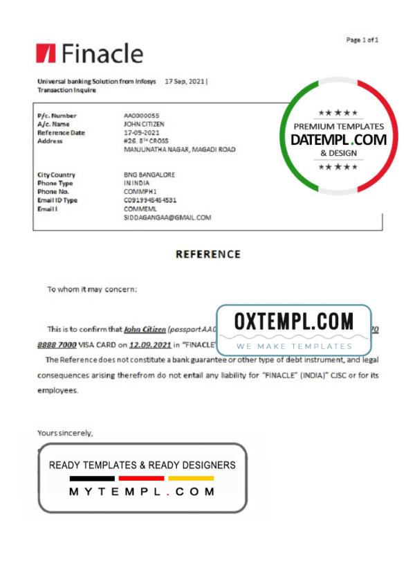 editable template, India Finacle bank account closure reference letter template in Word and PDF format