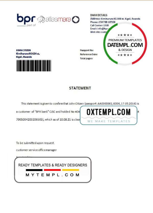 editable template, Rwanda BPR Atlasmara bank account closure reference letter template in Word and PDF format