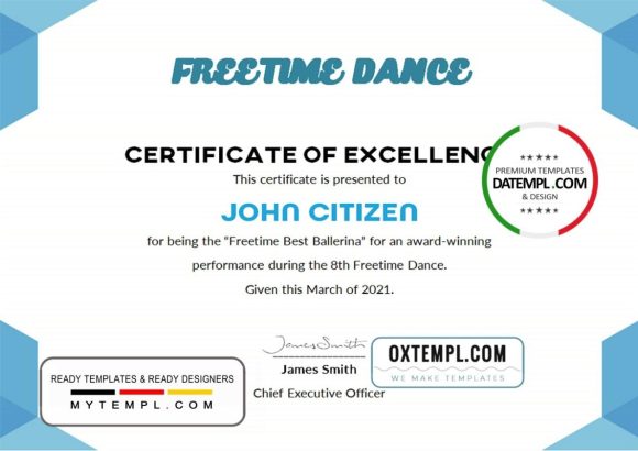 editable template, USA Best Performance Certificate template in Word and PDF format