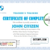 editable template, USA Teacher's Training Completion certificate template in Word and PDF format
