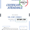 editable template, USA Attendance Certificate template in Word and PDF format