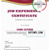 editable template, USA Job experience certificate template in Word and PDF format