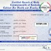 editable template, USA Kentucky state birth certificate template in PSD format, fully editable