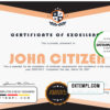 editable template, USA Academic Certificate template in Word and PDF format