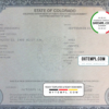 editable template, USA Colorado state birth certificate template in PSD format, fully editable