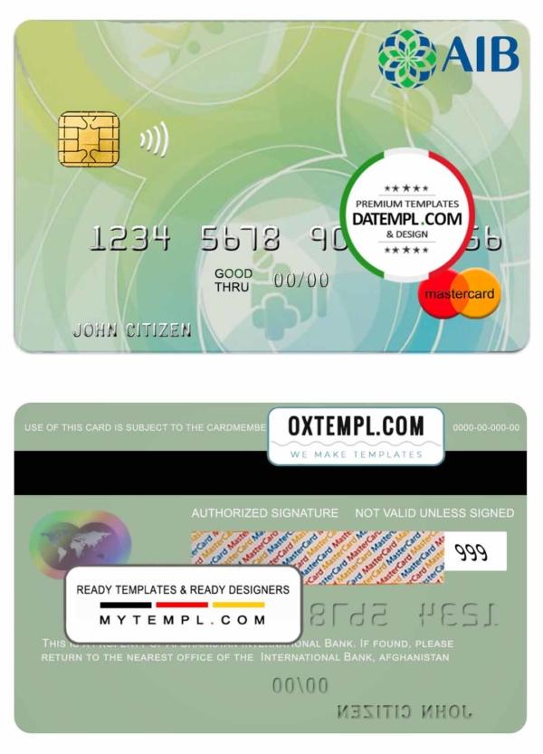 editable template, Afghanistan International Bank mastercard template in PSD format, fully editable