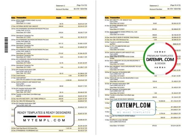 editable template, Australia Commonwealth bank statement template in Word and PDF format, 23 pages - Image 10
