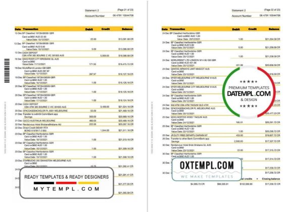 editable template, Australia Commonwealth bank statement template in Word and PDF format, 23 pages - Image 11